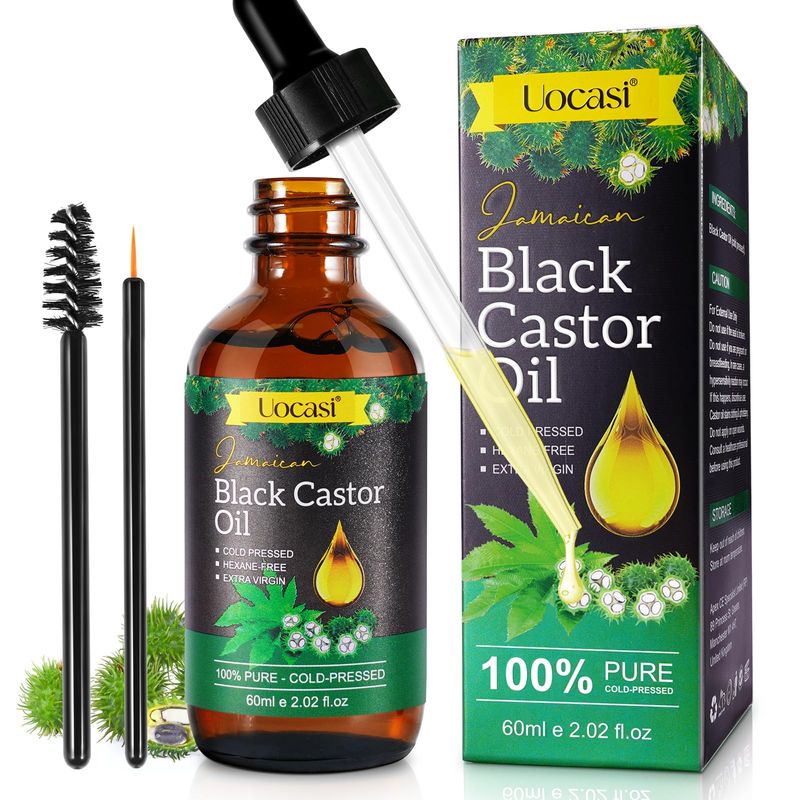 Jamaican Black Castor Oil - 100% Pure and Organic, Cold Pressed in Glass Bottles for Hair Growth, Eyebrow Nourishment, and Skin Hydration