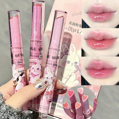 YIBABY 3 Colors Hydrating Lipstick Set, Sweet Heart Shape Glossy Finish Lipstick, Moisturizing Tinted Lip Balm, Long Lasting Vivid Color Lip Makeup for Girls (B)