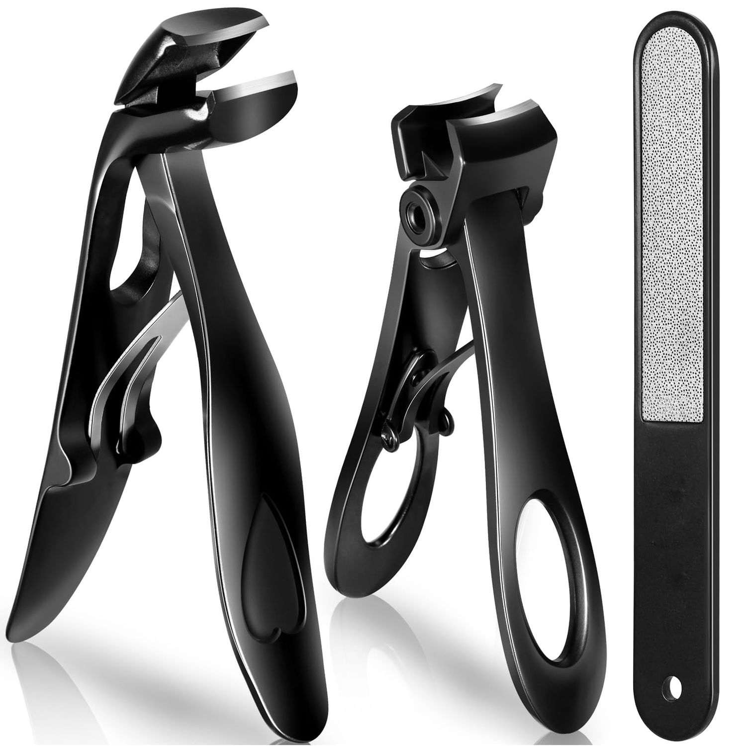 Vepkuso Nail Clippers for Seniors, Wide Jaw Fingernail Clippers and Angled Head Toenail Clippers for Thick Nail, Professional German Nail Clippers for Men, Women&amp;PregnantBlack