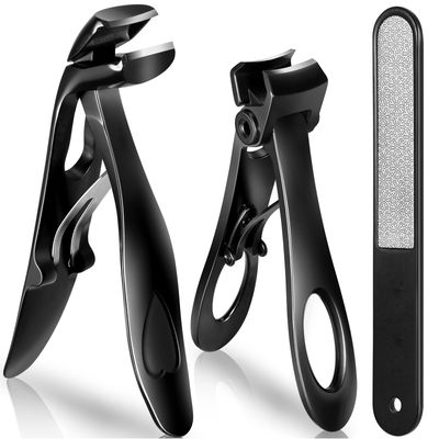 Vepkuso Nail Clippers for Seniors, Wide Jaw Fingernail Clippers and Angled Head Toenail Clippers for Thick Nail, Professional German Nail Clippers for Men, Women&amp;PregnantBlack
