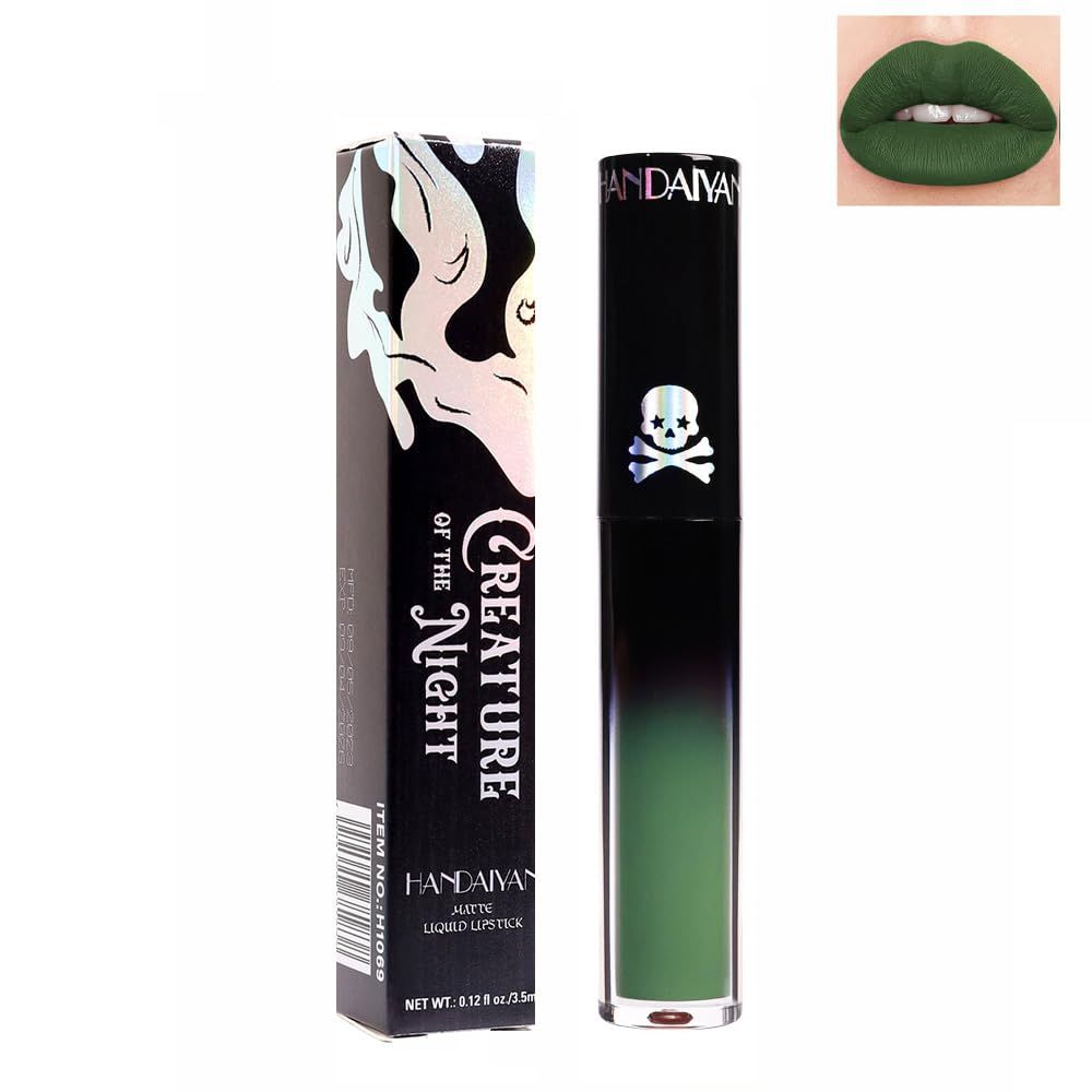 VSTYLE Gothic Style Lip Gloss Matte Lipstick Color Lip Glaze Non-Stick Cup Lip Tint Long Lasting High Pigment Lip Stain Non-Smudge Non Fade Lip Glaze for Daily Halloween Festival Party Lip Makeup (5#)