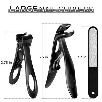 Vepkuso Nail Clippers for Seniors, Wide Jaw Fingernail Clippers and Angled Head Toenail Clippers for Thick Nail, Professional German Nail Clippers for Men, Women&amp;PregnantBlack