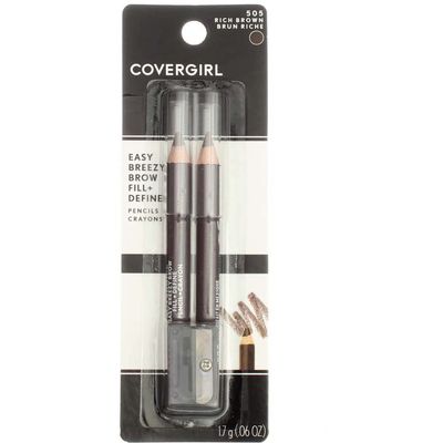 CoverGirl Easy Breezy Brow, FillDefine Pencils 505 Rich Brown 2 ea ( Pack of 6)