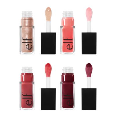 e.l.f. Glow Reviver Quad Goals Lip Oil Kit, Lip Gloss For A High-Gloss Finish &amp; Sheer Wash Of Color, Non-Sticky, Vegan &amp; Cruelty-Free, 4 Glosses