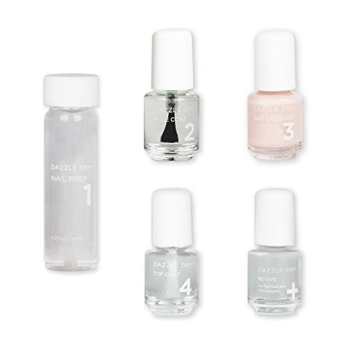 Dazzle Dry Mini Kit 4 Step System - Prima Ballerina, a sheer and milky delicate pink that makes a beautiful French base. (5 Piece Kit  5 Manicures)