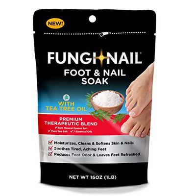 Fungi-Nail Foot &amp; Nail Soak with Tea Tree Oil - Moisturize, Reduce Foot Odor, &amp; Soothe Aching Feet - A Therapeutic Blend of Rich Mineral Epsom Salt, Pure Sea Salt, and 7 Essential Oils - 1 Pound