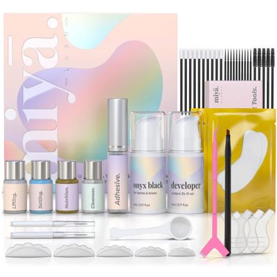 MIYA LASH Lash Lift &amp; Brow Lamination Kit | Black, Voluminous Eyebrows &amp; Eyelashes Color Kit | Professional 8 Weeks Result | LVL, Perm, Laminate | Keratin Brow Lift &amp; Lash Lift Kit with All tools