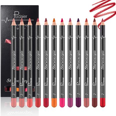 Aseawave Lip Liner Pencil, 12 pcs High Pigmented Creamy Matte Lip Liner Set, Girls and Women Lipstick Pen Lip Makeup Gift Sets for DailyTravelPartyWork