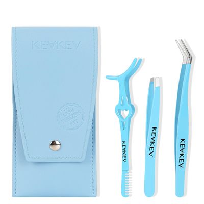 KevKev Lash Tweezers Set Eyelash Tweezers Lash Extension Tweezers Lash Applicator Tool 3 in 1 Lash Applicator Tool Set with Lash Brush Eyelash Tweezers for False Lashes