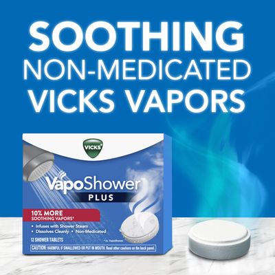 Vicks, VapoShower Plus, Shower Steamers, Eucalyptus &amp; Menthol Scent, Aromatherapy Vapor Shower Tablets, 12 count, Christmas Gifts, Stocking Stuffers