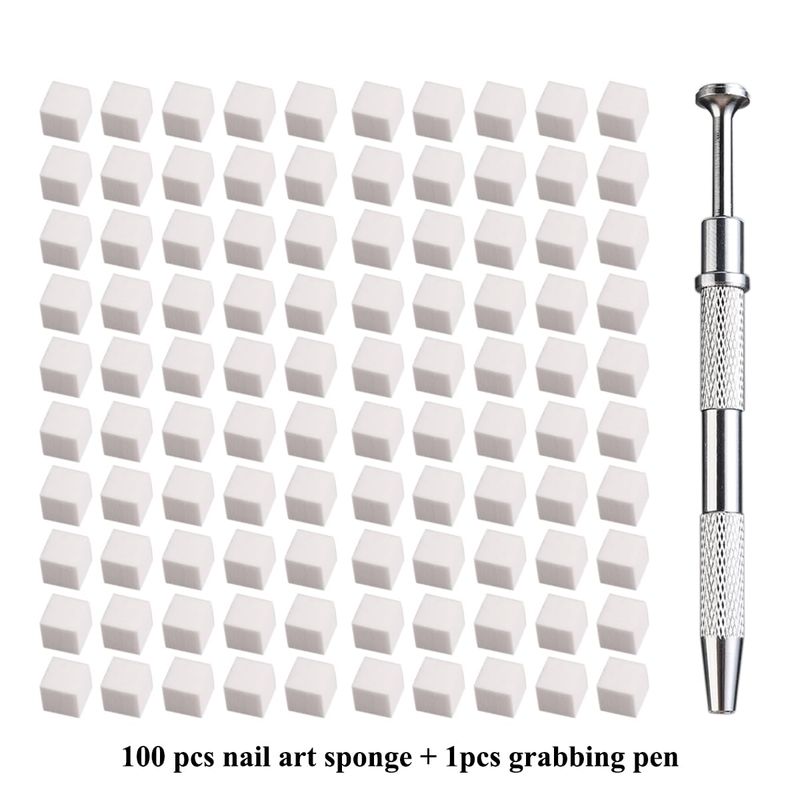 Fcozpjk 100Pcs Soft Nail Sponges for Ombre, Nail Art Sponges With Grabbing Pen, Aura Nails, Ombre Nail Brush, Manicure Nail Art Tools, Professional Accessories Supplies