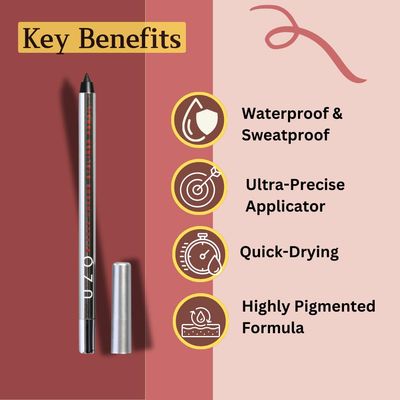 UZO Blaque Chrome Eyeliner Pencil - Waterproof Eyeliner For Women - Smudge Proof Eyeliner Pencil - Black Retractable Eyeliner - Quick-drying Eye Makeup - Matte Finish Makeup - Longlasting Pen Liner