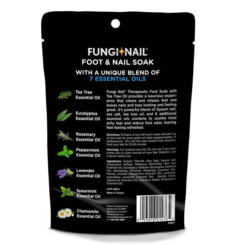 Fungi-Nail Foot &amp; Nail Soak with Tea Tree Oil - Moisturize, Reduce Foot Odor, &amp; Soothe Aching Feet - A Therapeutic Blend of Rich Mineral Epsom Salt, Pure Sea Salt, and 7 Essential Oils - 1 Pound