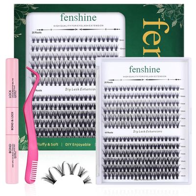 Fenshine Cluster Eyelash Extensions 240pcs 20D40D Cluster Eyelashes Mixed, Natural False Eyelashes Cluster Soft Individual Lashes Clusters