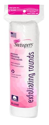 Swisspers Premium Exfoliating Rounds, 2 Distinct Raised Textured Surface, Cotton Facial Pads, 80 Count Re-closable Bag