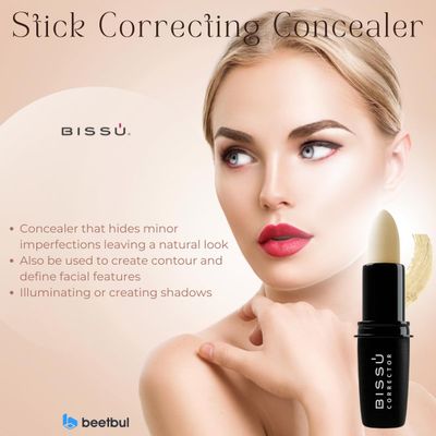 Biss Stick Correcting Concealer - 15 Versatil Shades, Natural Finish, Contouring, Highlighting, Easy Application, 4,7 grms (White, Stick)