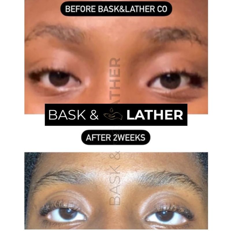 Bask &amp; Lather Lash Serum with Castor Oil &amp; Jojoba Oil For Thicker, Fuller &amp; Longer Looking Eyelashes and Eyebrows, Conditioning and Enhancing Eyelash Growth Serum with Brush Applicator, 3 Month Supply