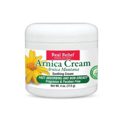 Real Relief Arnica Cream, Natural, Soothing, Non Greasy and Unscented Pain Relief Cream, 4 oz (Pack of 1)