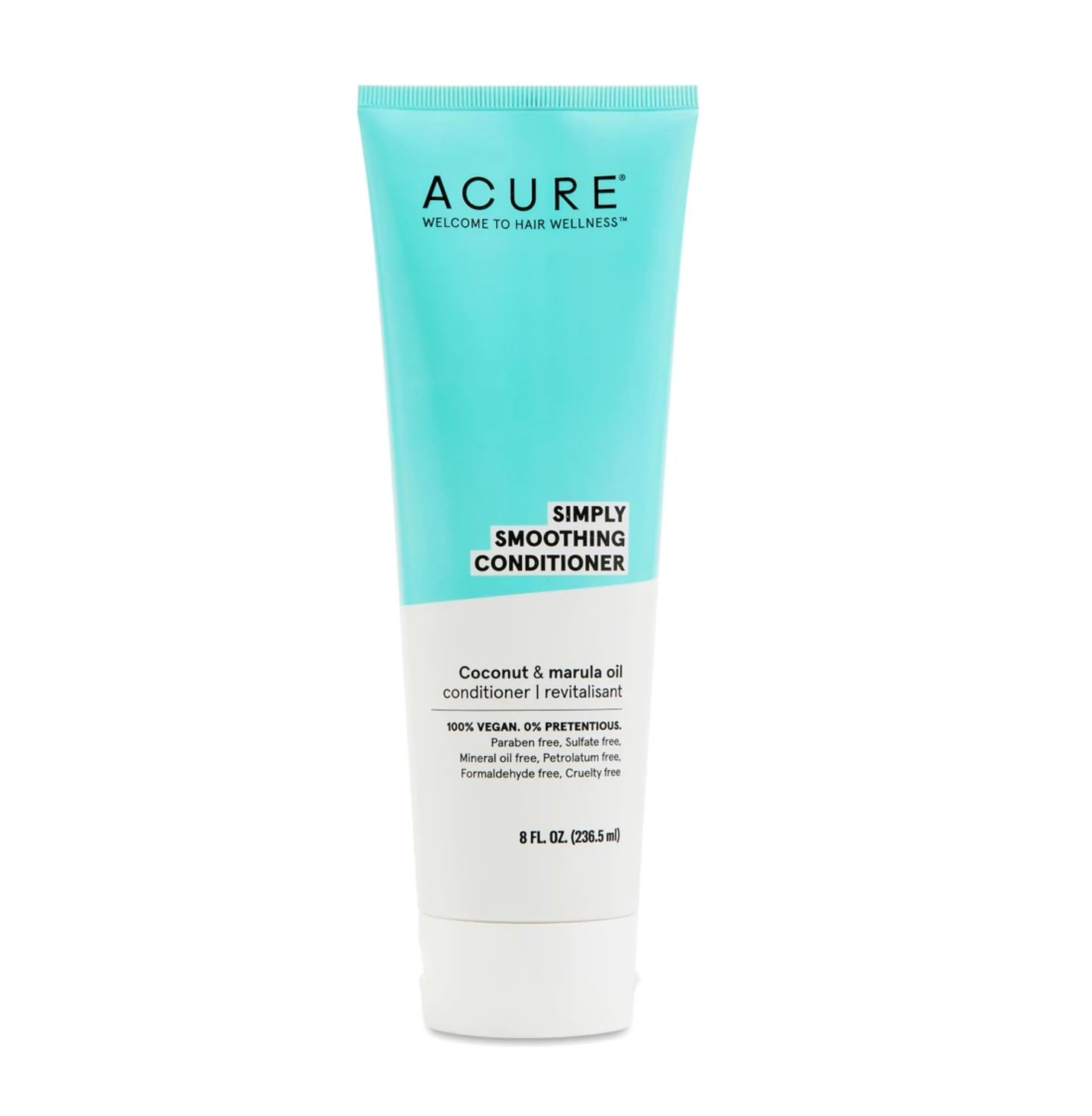 Acure Simply Smoothing Conditioner - &amp; Marula Oil | 100% Vegan | Performance Driven Hair Care | Smooths &amp; Reduces Frizz | WhiteBlue, Coconut Water, 8 Fl.Oz