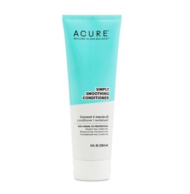 Acure Simply Smoothing Conditioner - &amp; Marula Oil | 100% Vegan | Performance Driven Hair Care | Smooths &amp; Reduces Frizz | WhiteBlue, Coconut Water, 8 Fl.Oz