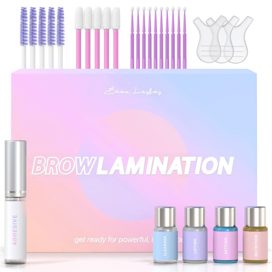 Brow Lamination Kit by Beau | Professional Eyebrow Lamination Kit with Keratin Conditioning | Instant DIY Eye Brow Lift Kit for Fuller, Thicker, Beautiful Brows | Easy to Use &amp; Long Lasting Results