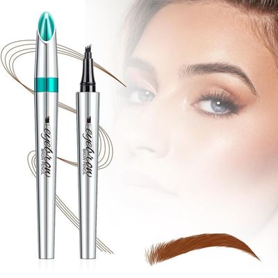 2024 New Magic Eyebrow Pencil 4 Fork Tip 3D Microblading, Waterproof Natural Makeup Fine Stroke Eyebrow Tattoo Pencil with 4 Micro-Fork Tip for Women Girls(Dark brown)
