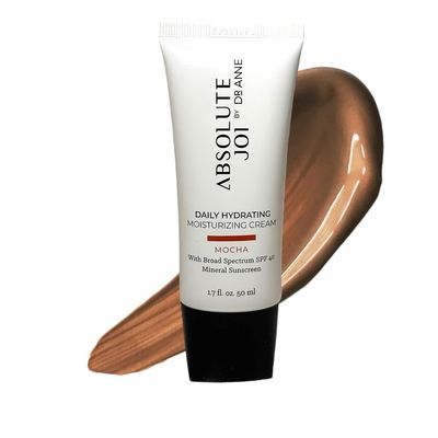 AbsoluteJOI Daily Hydrating Moisturizing Cream SPF 40 Tinted Mineral Sunscreen Broad-Spectrum &amp; Blue Light Coverage Fragrance-Free for Sensitive Skin (1.7 oz) (Mocha, 1.7 oz)