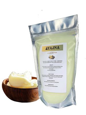 Yajna Organic Raw Cocoa Butter 100% Pure,Natural & Unrefined| Skin Moisturizer For Face, Body & Hair| 4 OZ115 GM IvoryWhite Grade A | DIY Creams, Balms, Lotions, Soaps| Softens Dry & Tough Skin
