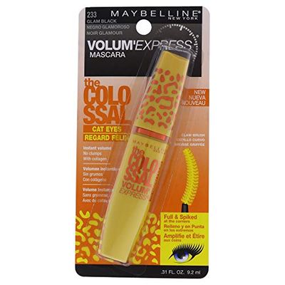 Maybelline New York Volume Express Colossal Cat Eyes Washable Mascara, Glam Black, 0.31 Fl Oz