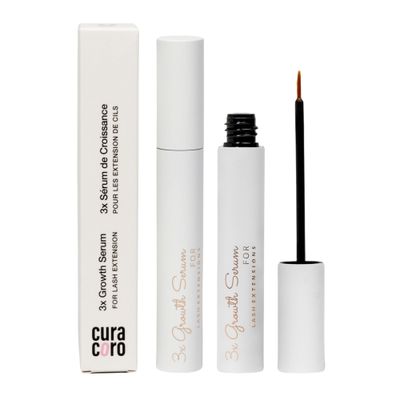 Curacoro 3x Growth Serum For Lash Extension, Peptide Enhancing Serum for Natural Lashes, Lash Extensions &amp; Eyebrows, Eyelash Serum To Grow Lashes Fuller &amp; Longer Looking Eyelashes (5ml)