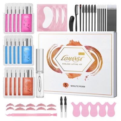 Lomansa Lash Lift Eyelash Lift Kit with Strong Lash Perm Glue 5 Minutes Instant Lifting Perming Curling for Fuller Thicker Eyelashes Eyebrows with Full Tools