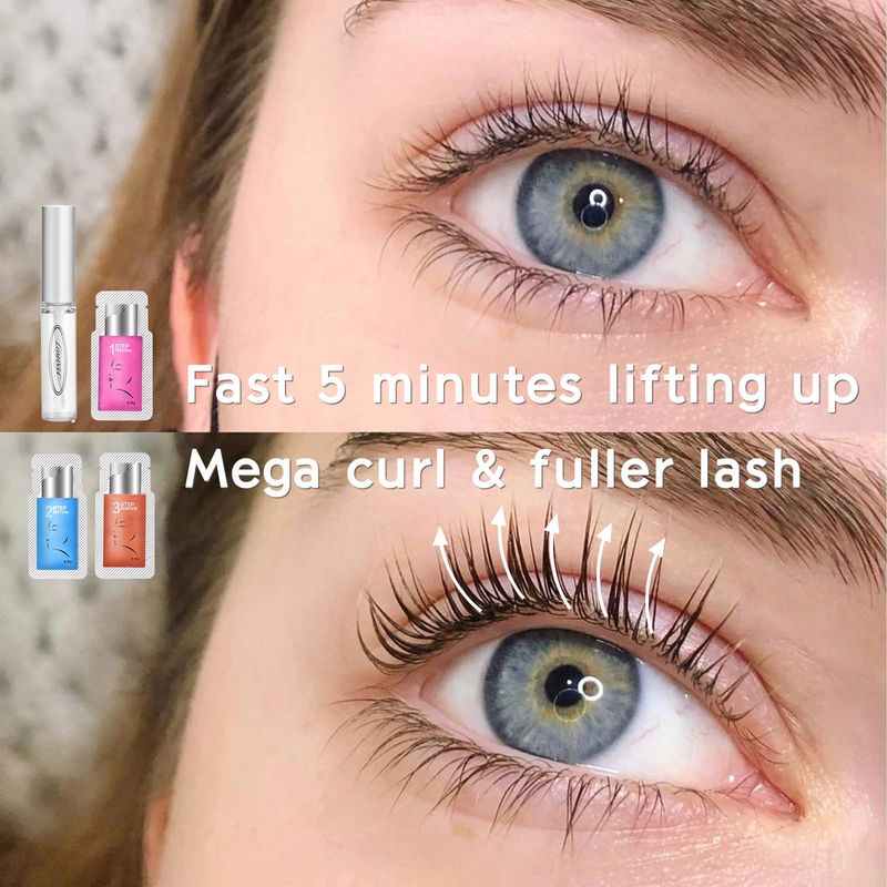 Lomansa Lash Lift Eyelash Lift Kit with Strong Lash Perm Glue 5 Minutes Instant Lifting Perming Curling for Fuller Thicker Eyelashes Eyebrows with Full Tools