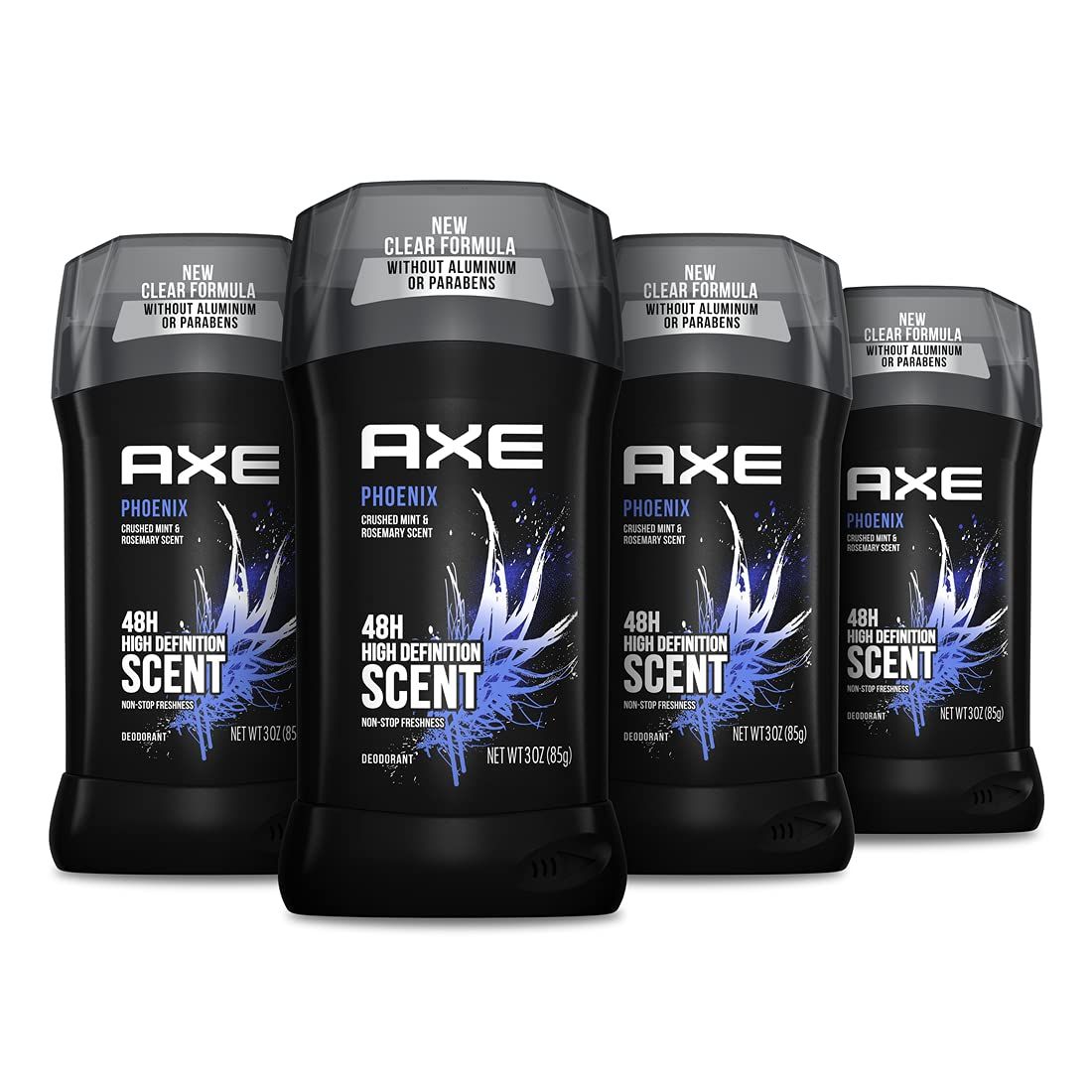 AXE Phoenix Deodorant 48H Odor Protection Crushed Mint &amp; Rosemary Aluminum Free Deodorant for Men 3 Ounce (Pack of 4)