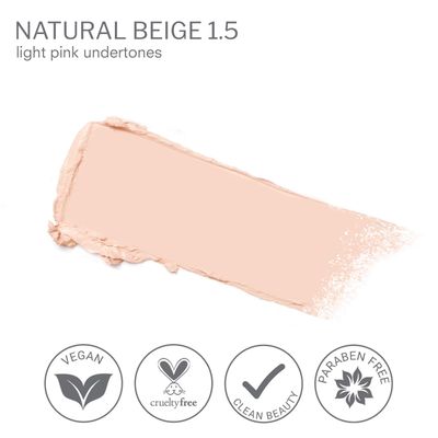 Camera Stick Foundation by True Luscious - Full Coverage Cream Foundation - Non-Comedogenic & Hydrating Formula - Vegan, Paraben Free, & Cruelty Free - 0.49 oz (Shade 1.5 Natural Beige)