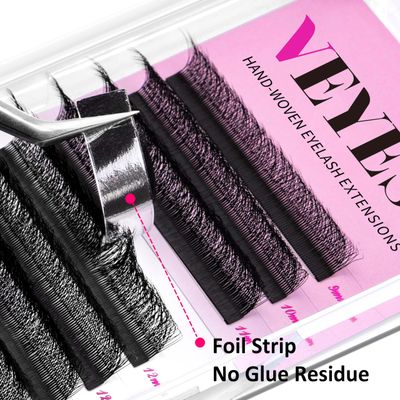 VEYES INC YY Lash Extensions Tray CD curl 9-15mm Mixed Length Premade Volume Eyelash Fans, Professional Lash Extension Supplies, Matte Black(5D-W 0.07 D-curl 9-15mm)