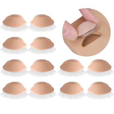 6 Pairs of Embagol Multifunction Replaced Eyelids Makeup for Training Head Removable Realistic Eyelids Eyelash Training