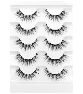 Veleasha Lashes Wispy False Eyelashes 100% Handmade Eyelashes Natural Look Fake Lashes Lightweight Lashes with Soft Clear Band 5 Pairs Pack (G2)