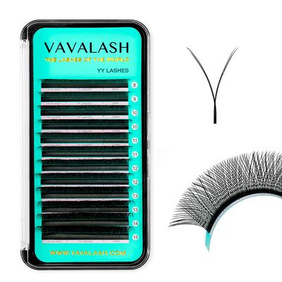 VAVALASH Y Lash Extensions D Curl 0.07mm 8-15mm Mix Tray Easy Premade Volume 4D Fans Eyelash Extension YY Type Natural Volume Lashes Extension Soft Matte Black Lashes (YY-0.07-D-8-15mm)