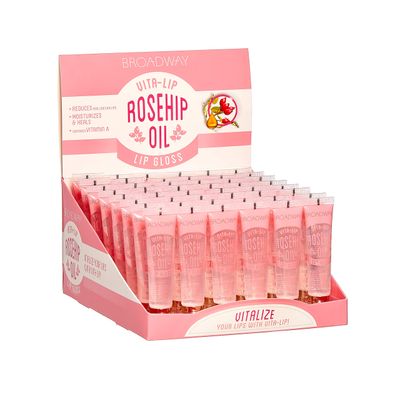 Broadway Vita-Lip Clear Lip Gloss Rosehip (48 PCS) High Shine Healing Moisturizing