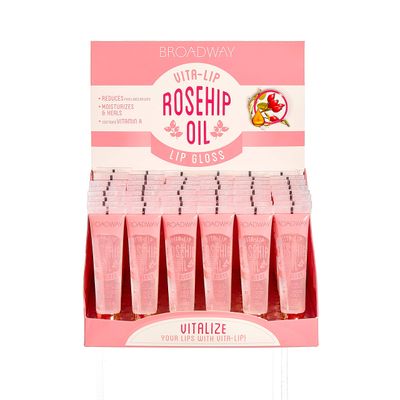 Broadway Vita-Lip Clear Lip Gloss Rosehip (48 PCS) High Shine Healing Moisturizing