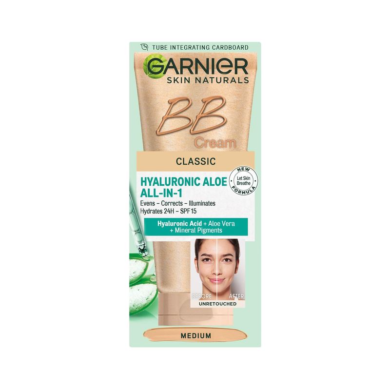 Garnier Skin Naturals Classic Hyaluronic Aloe All-in-1 BB Medium Cream, 50ml