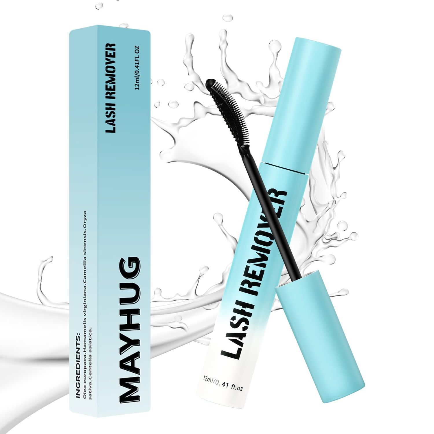 MH Lash Remover for Lash Extensions 12ML Lashes Remover Eyelash Glue Remover Easy Removal Fast Dissolution Complete Removal Oily Solvent Soft Spiral Brush Tip