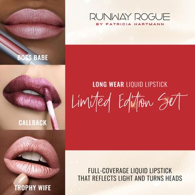 Runway Rogue Try Me x 3 Mini Long Wear Limited Edition Liquid Lipstick Set, Melrose Trio (Boss Babe, Call Back, Trophy Wife)