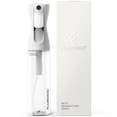 FLAIROSOL - The Original, Spray Bottle for Hair, Plants &amp; More, Continuous Mister, Ultra Fine Water Mist, 10.1oz300ml, Clear Bottle - Black Print