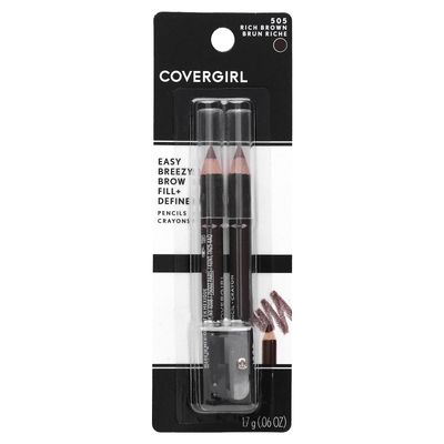 COVERGIRL - Easy Breezy Brow Fill  Define Brow Pencil, Sharpener Included, Long-Lasting, Deeply Pigmented, Blendable Formula, 100% Cruelty-Free