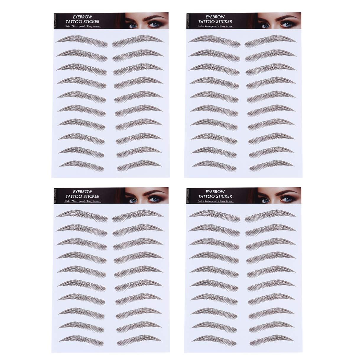 Beaupretty 4 Pcs Eyebrow Tattoo Sticker Temporary Eyebrow Tattoos Eyebrows Tattooed Waterproof Eyebrow Transfers Stickers for Women Men (Brown 1)
