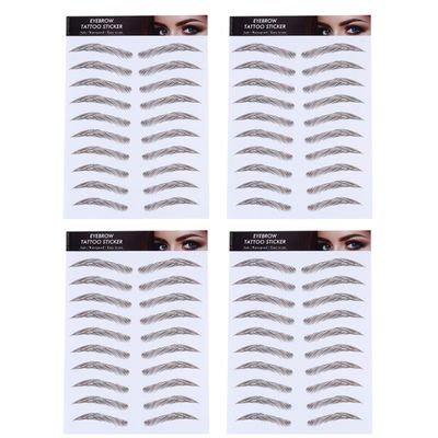 Beaupretty 4 Pcs Eyebrow Tattoo Sticker Temporary Eyebrow Tattoos Eyebrows Tattooed Waterproof Eyebrow Transfers Stickers for Women Men (Brown 1)