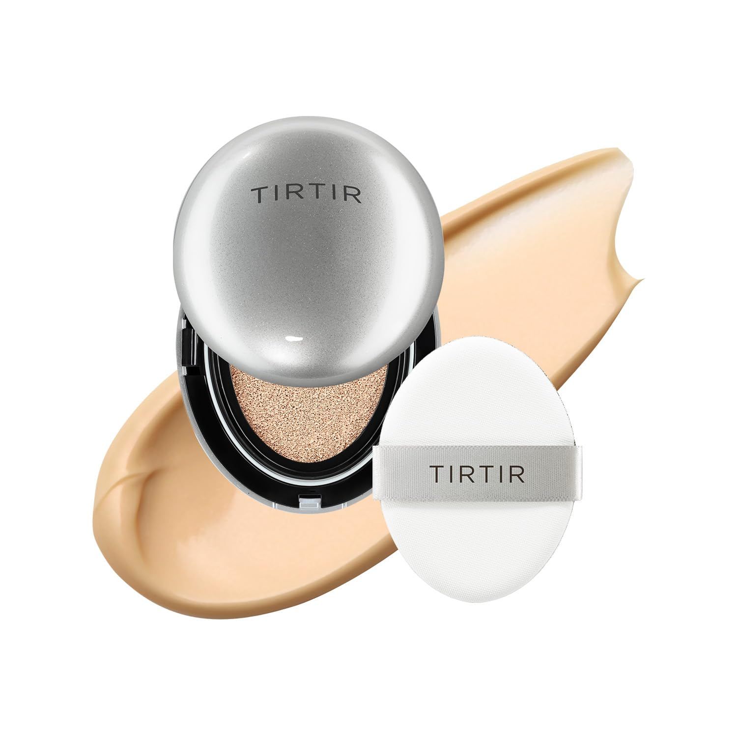 Mini Size TIRTIR Aura Glow Silver Cushion | Korean Cushion Foundation, (#23N Sand, 0.15 Fl Oz)