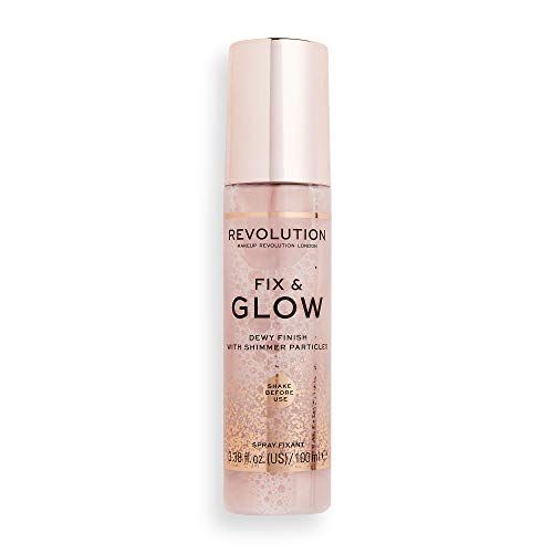 Makeup Revolution Fix &amp; Glow Fixing Spray, Illuminating &amp; Hydrating, Vegan &amp; Cruelty-Free, 3.38 Fl Oz