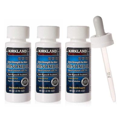 Minoxidil-5% Extra Strength Hair Regrowth for Men, 3 Count, 2 Ounce Bottles